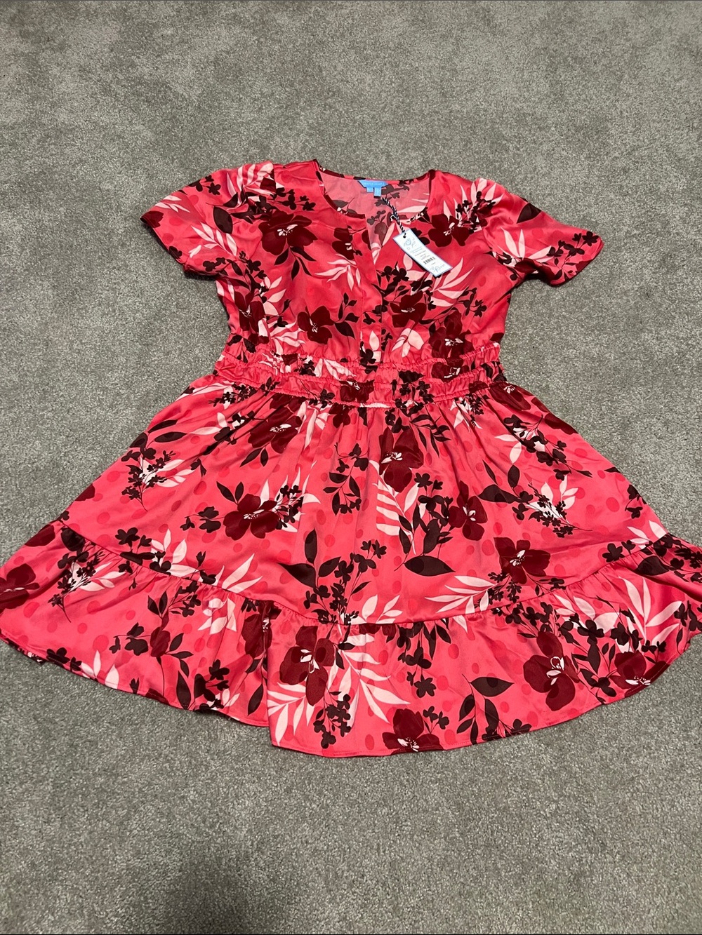 Draper James Coral Pink Floral Tiered Dress
